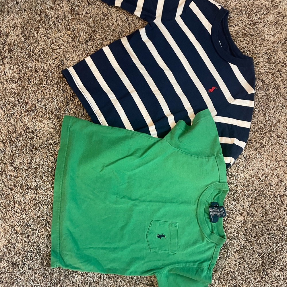 Polo Striped Navy and Green Kids Shirts